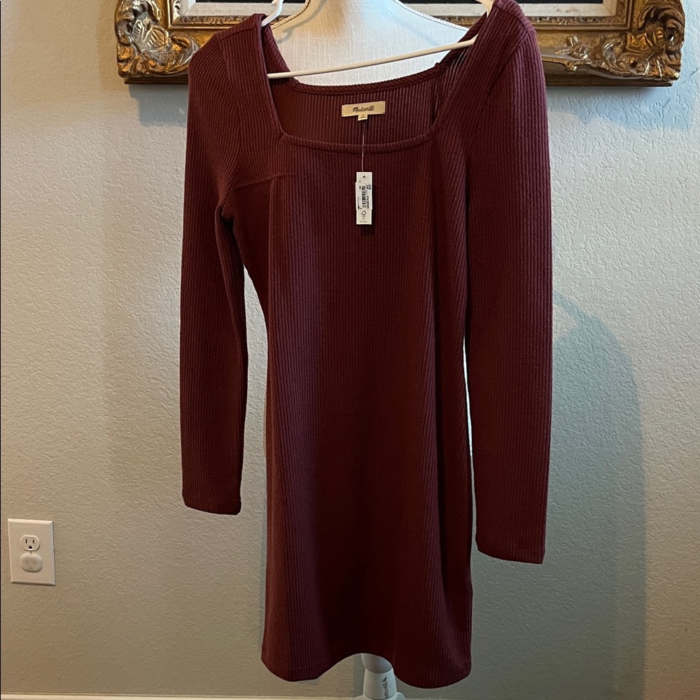 NWT Madewell Maroon Long Sleeve Dress